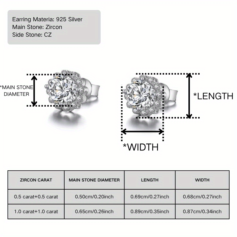 Women's S925 Silver Flower Bud Synthetic Zirconia Stud Earrings